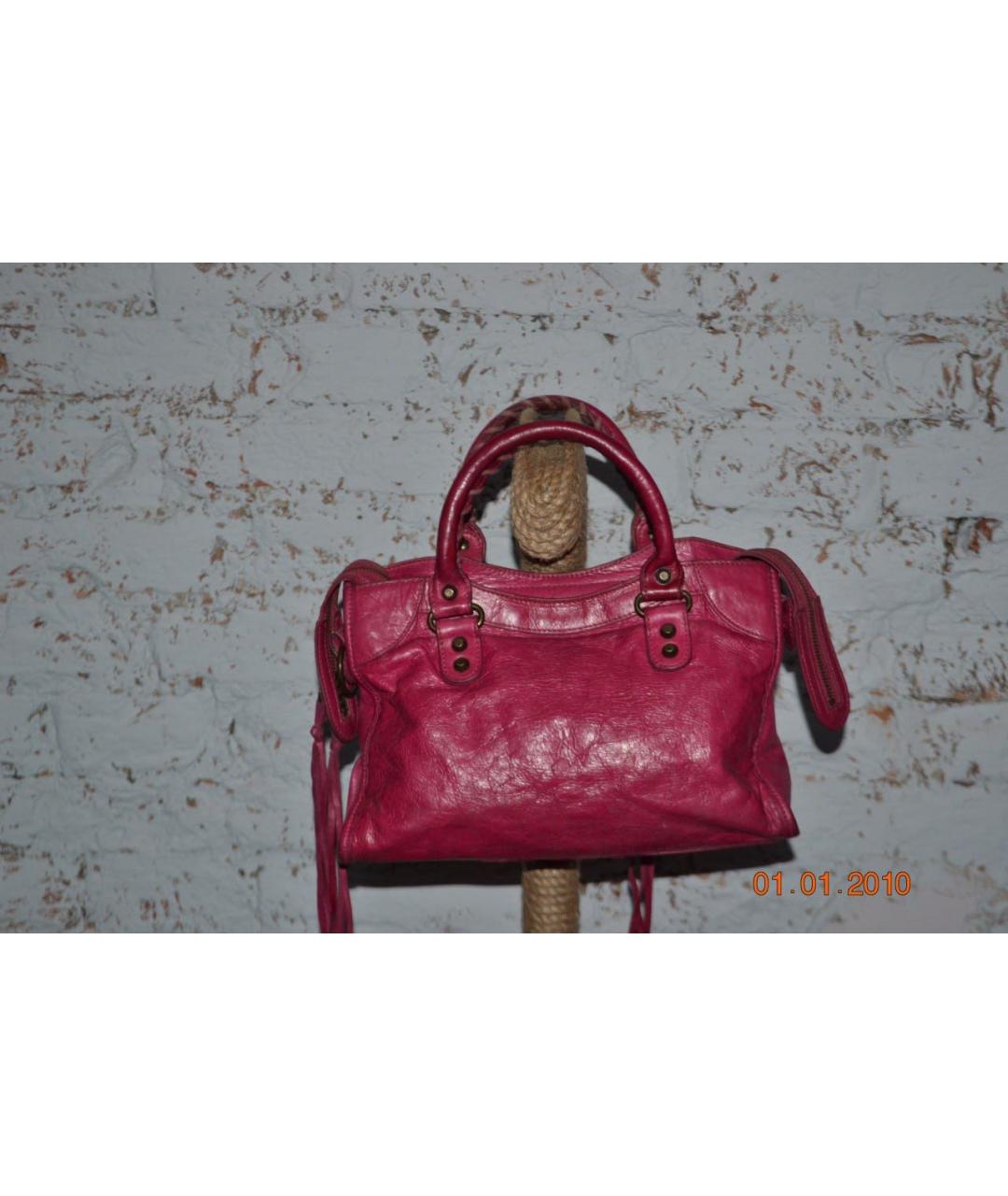 BALENCIAGA Розовая кожаная сумка с короткими ручками, фото 3