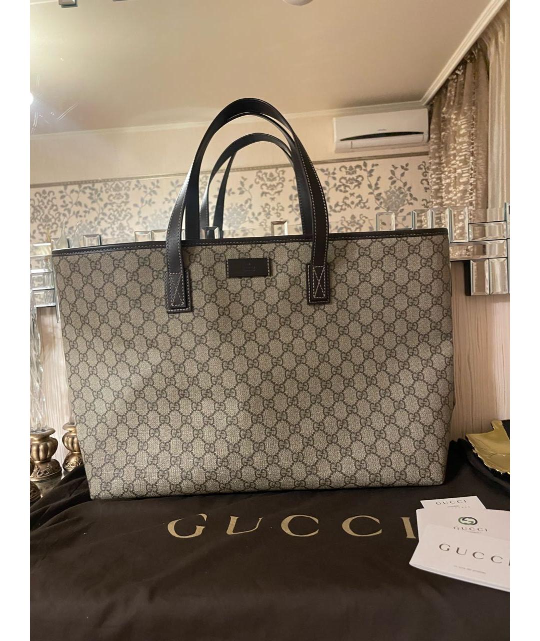 GUCCI Бежевая сумка тоут из канвы, фото 2