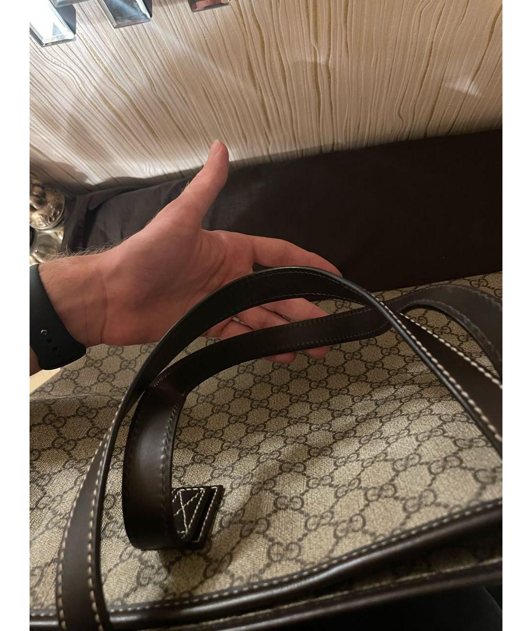 GUCCI Бежевая сумка тоут из канвы, фото 6