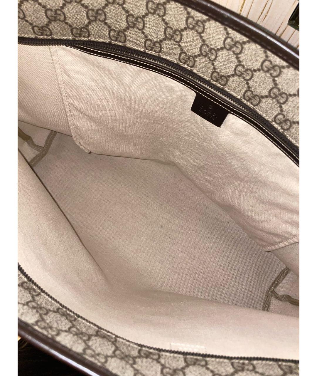 GUCCI Бежевая сумка тоут из канвы, фото 4