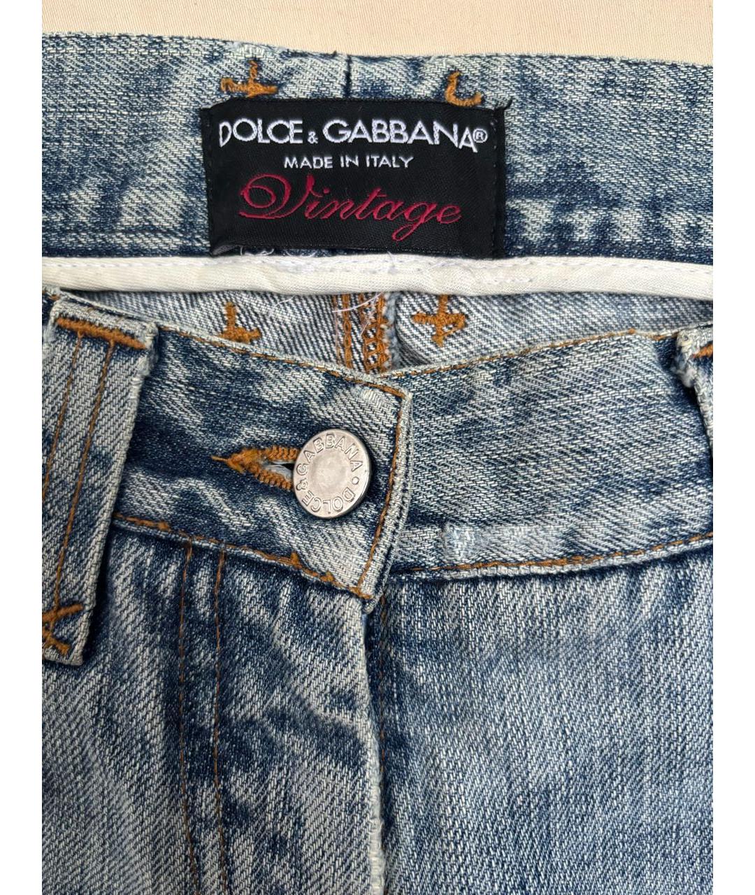 DOLCE&GABBANA Голубые хлопковые прямые джинсы, фото 3