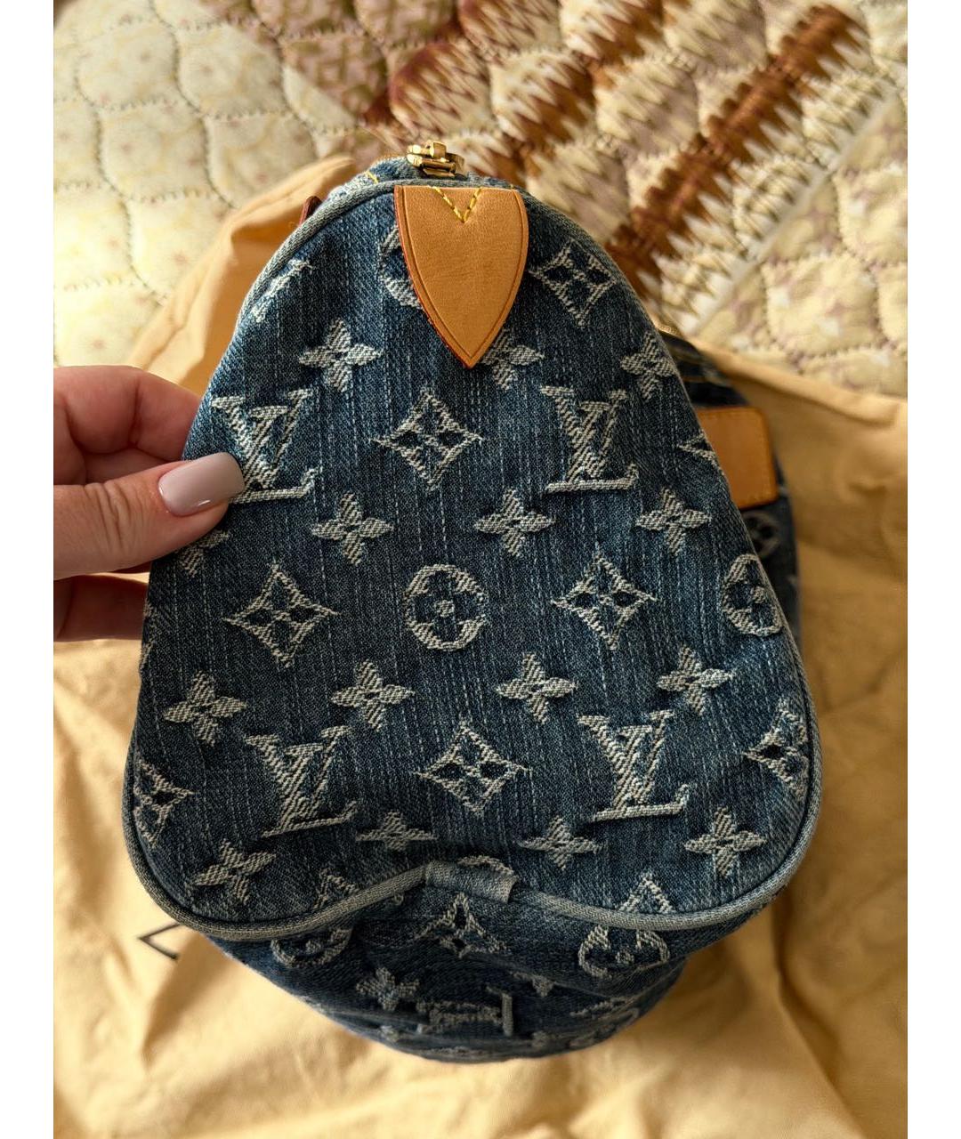 LOUIS VUITTON Синяя деним сумка с короткими ручками, фото 3
