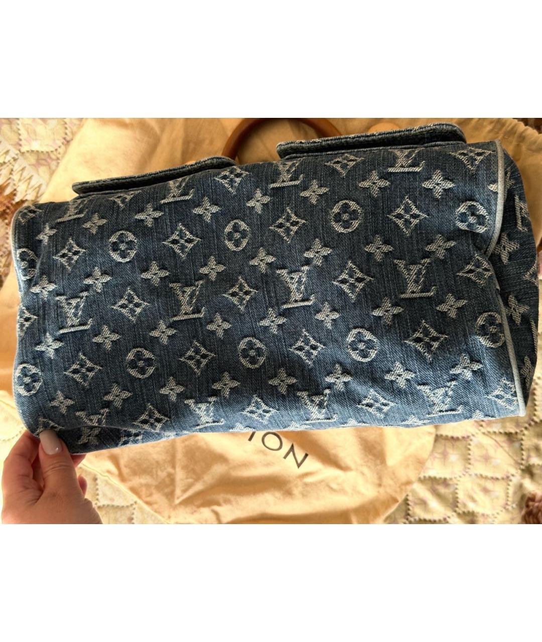 LOUIS VUITTON Синяя деним сумка с короткими ручками, фото 5