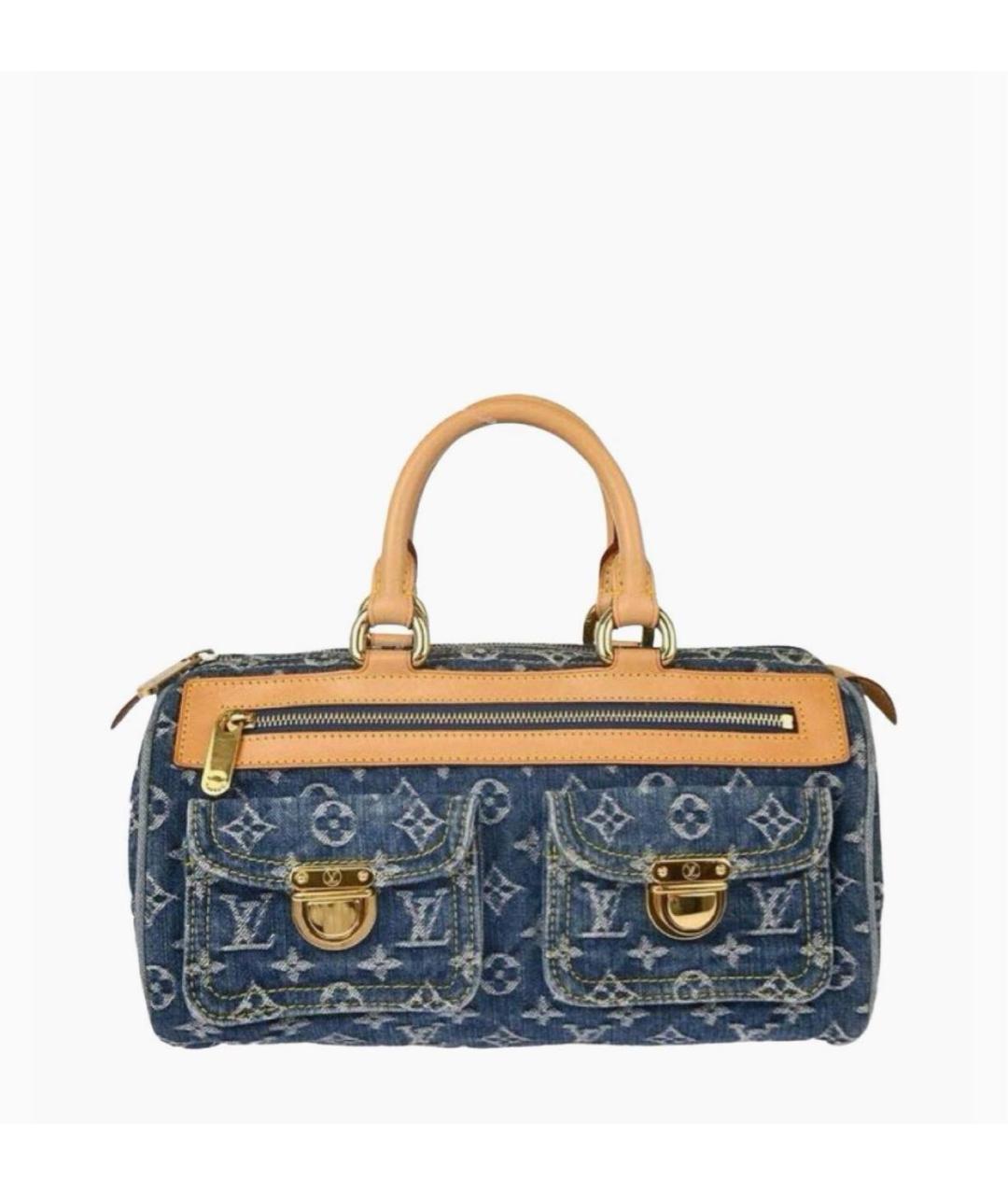 LOUIS VUITTON Синяя деним сумка с короткими ручками, фото 6