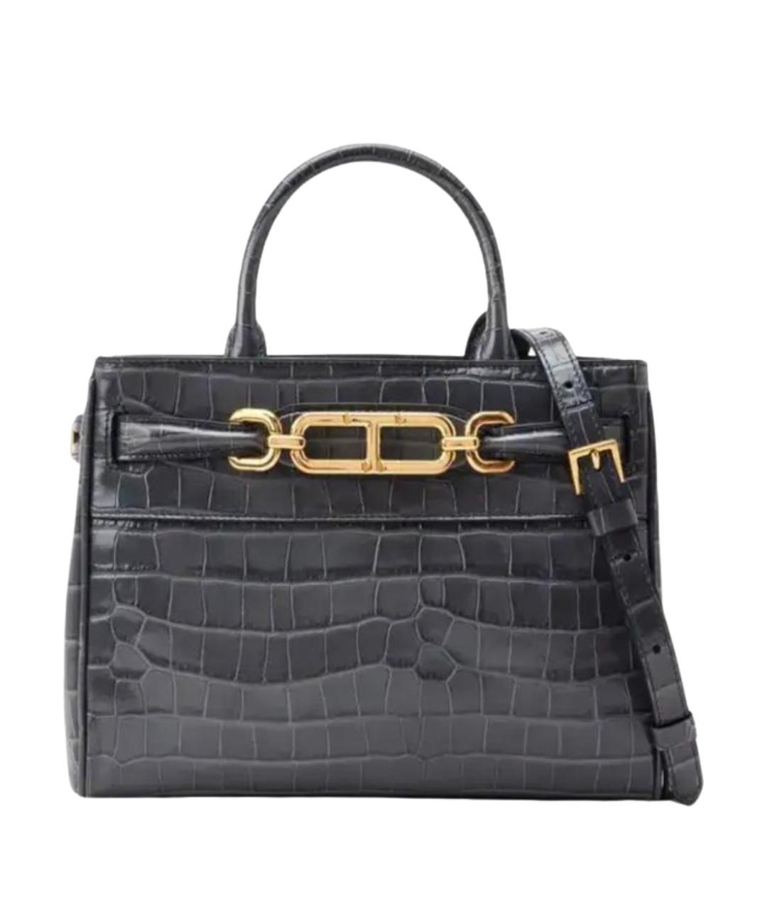 TOM FORD Серая сумка с короткими ручками из лакированной кожи, фото 1
