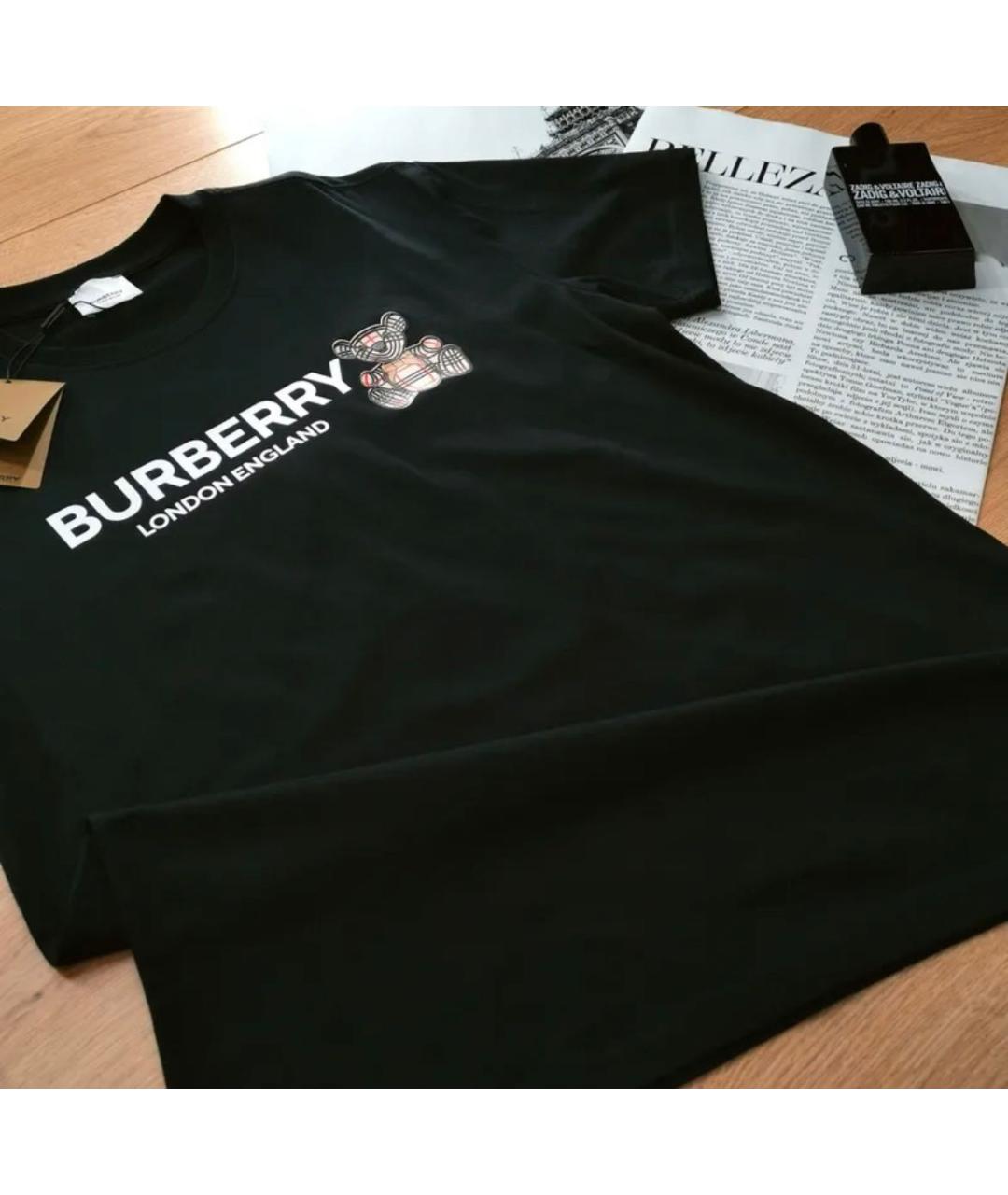 BURBERRY Черная хлопковая футболка, фото 3