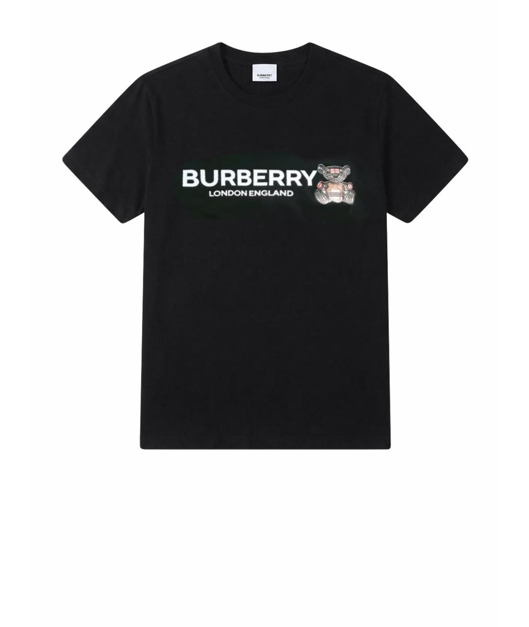 BURBERRY Черная хлопковая футболка, фото 1