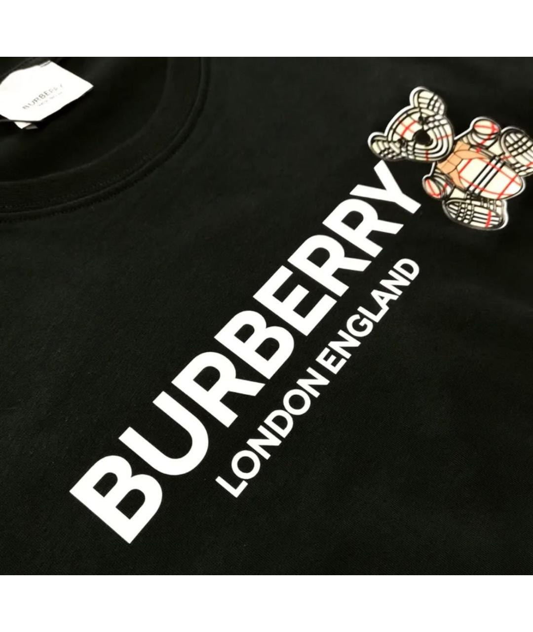 BURBERRY Черная хлопковая футболка, фото 2