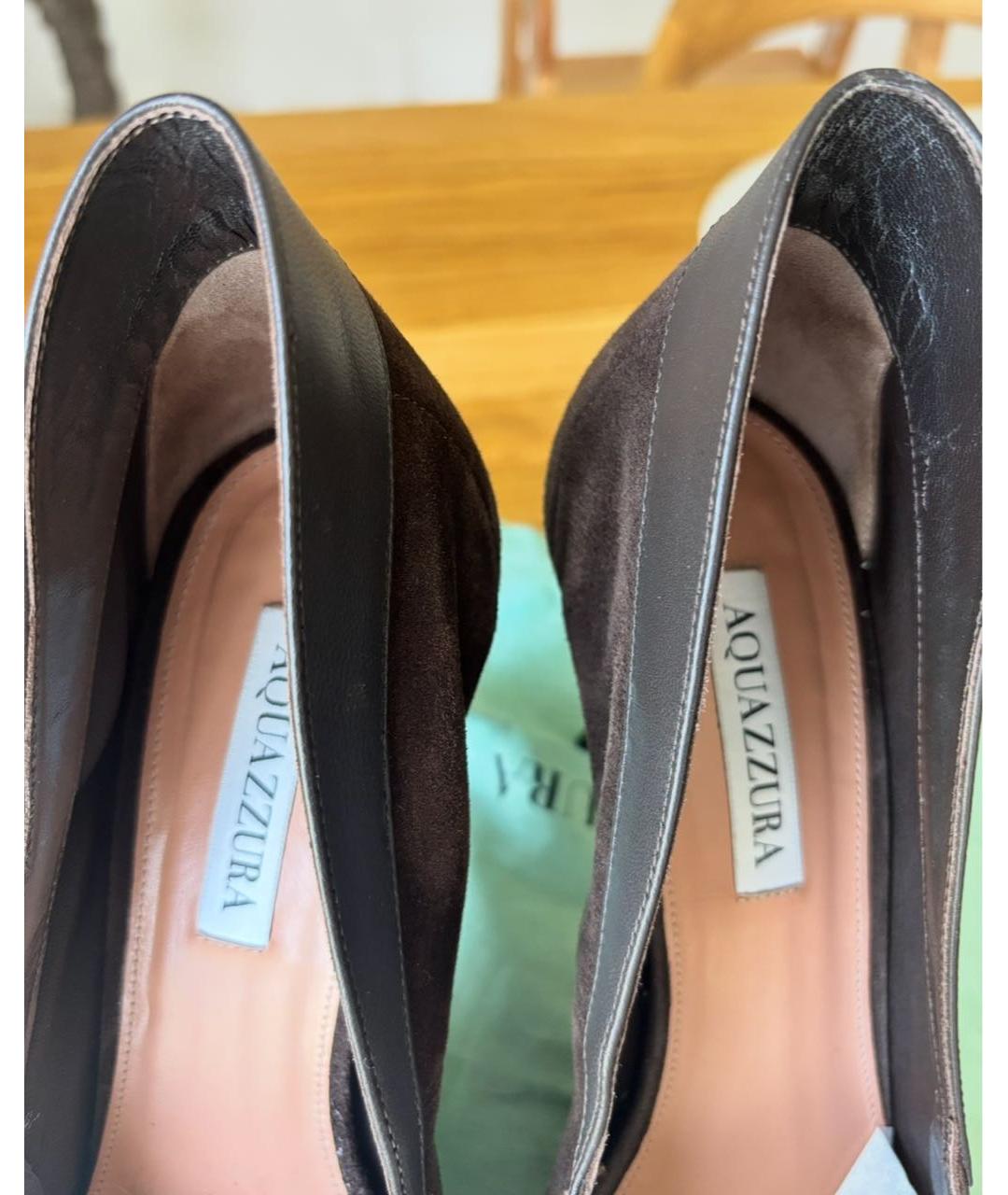 AQUAZZURA Коричневые замшевые туфли, фото 3