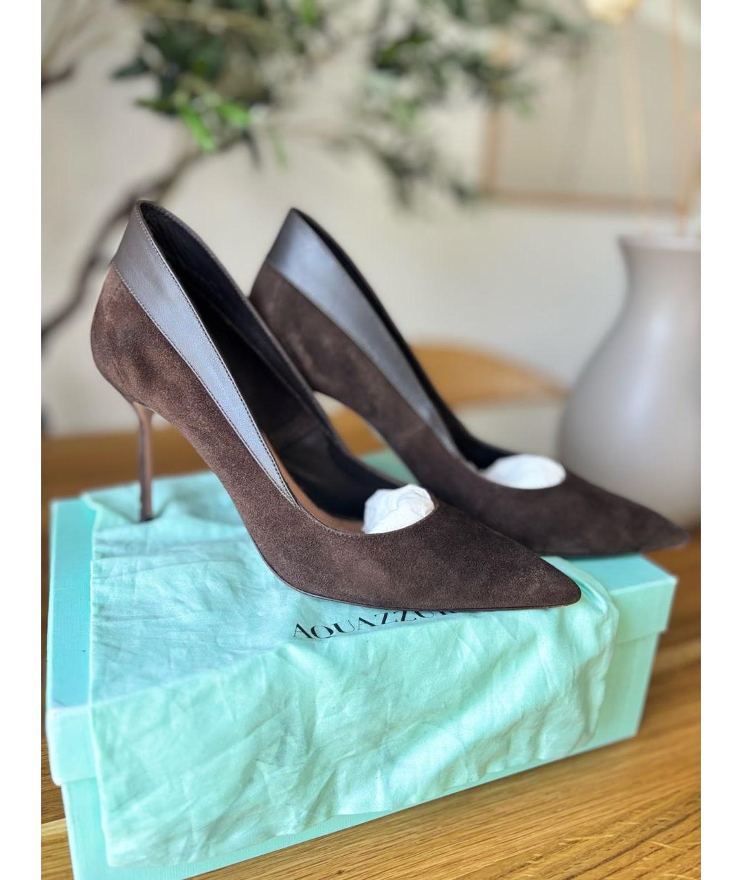 AQUAZZURA Коричневые замшевые туфли, фото 5