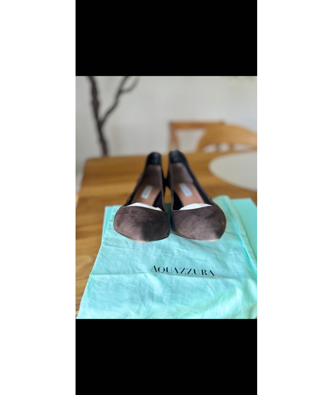 AQUAZZURA Коричневые замшевые туфли, фото 2