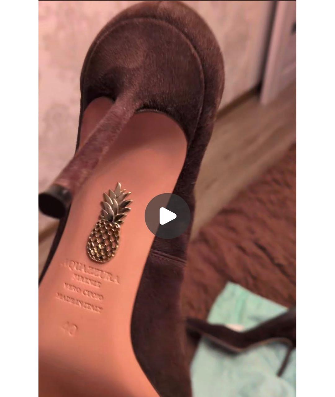 AQUAZZURA Коричневые замшевые туфли, фото 4
