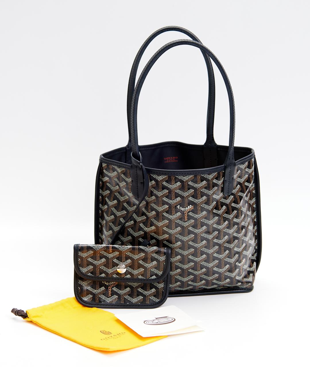 GOYARD Синяя сумка с короткими ручками из канвы, фото 4