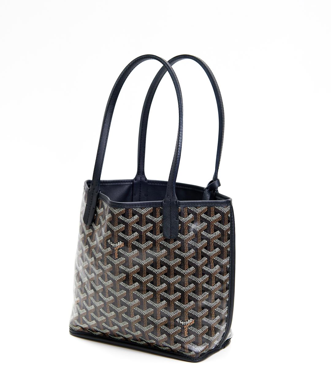 GOYARD Синяя сумка с короткими ручками из канвы, фото 2