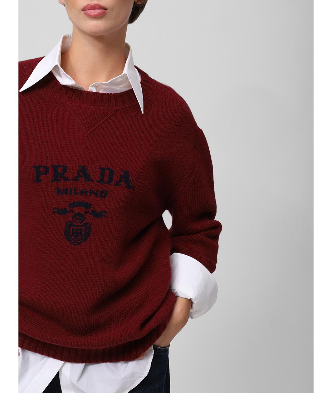 PRADA Бордовый кашемировый джемпер / свитер, фото 5