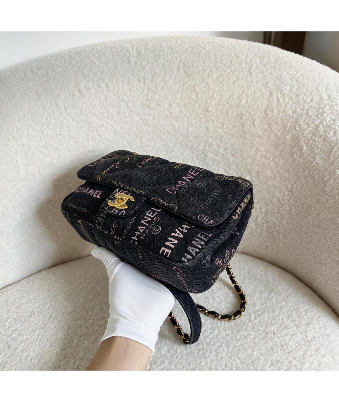 CHANEL Черная тканевая сумка через плечо, фото 4