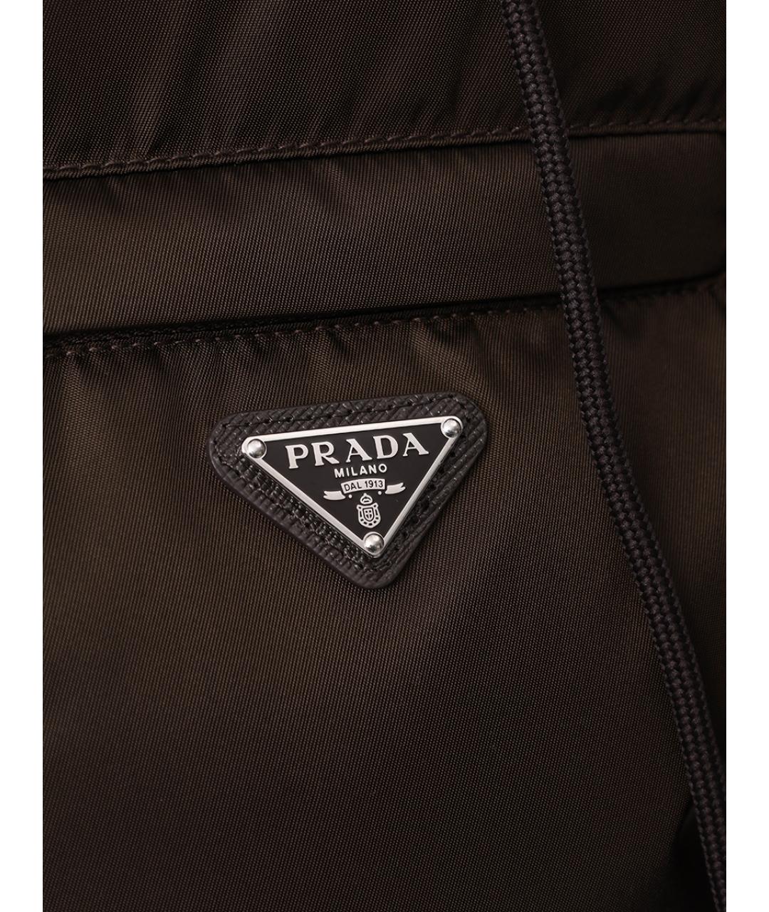 PRADA Коричневый нейлоновый пуховик, фото 6