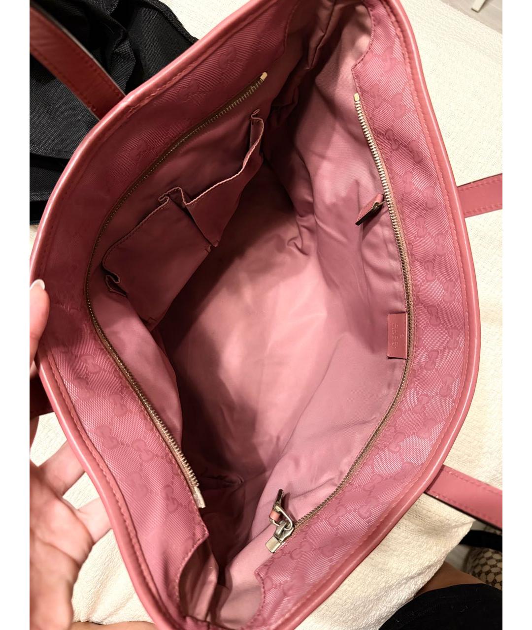 GUCCI Розовая сумка тоут из канвы, фото 7