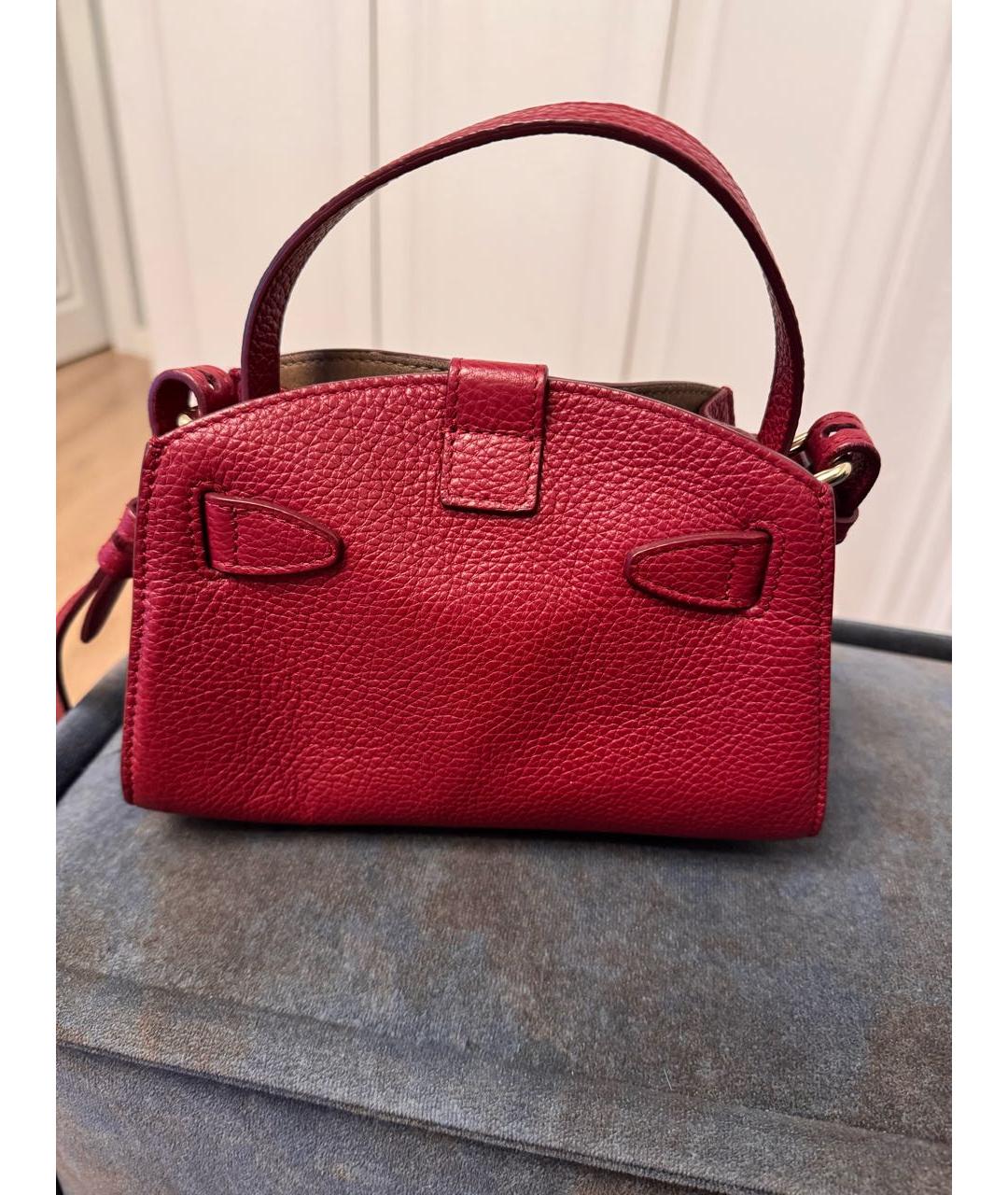FURLA Бордовая кожаная сумка с короткими ручками, фото 3