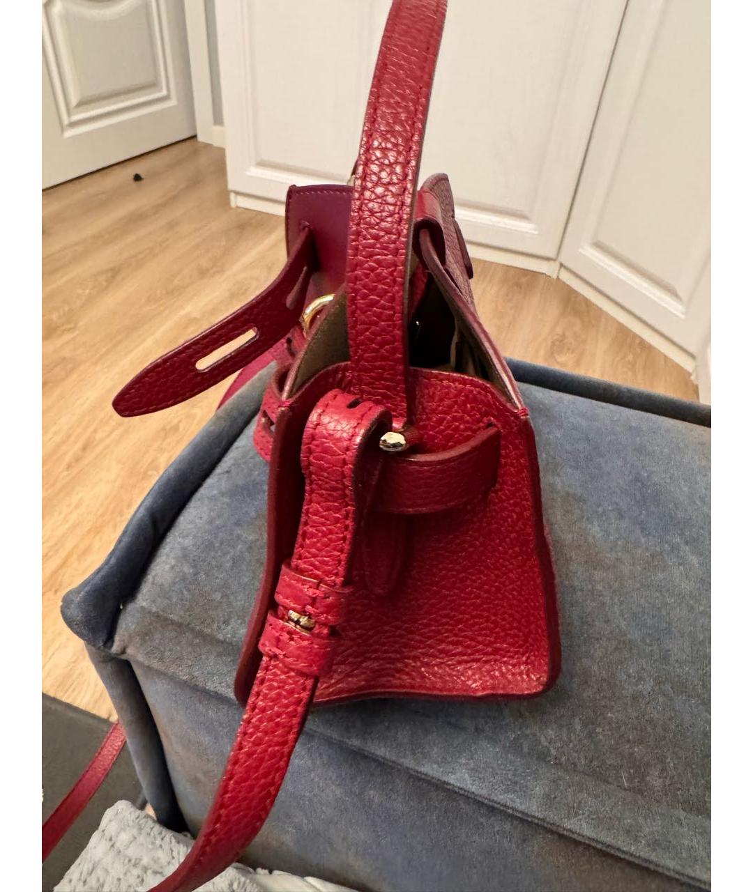 FURLA Бордовая кожаная сумка с короткими ручками, фото 2