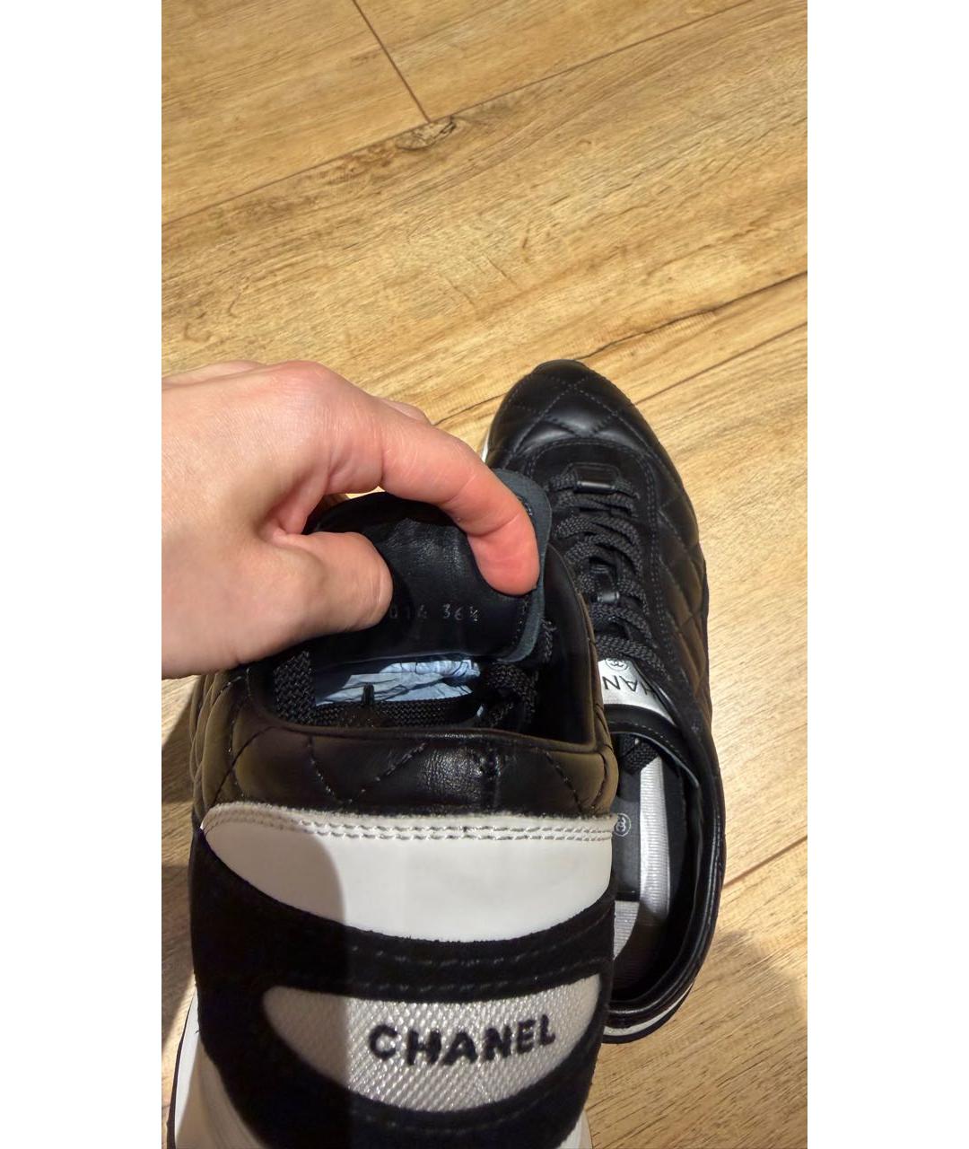 CHANEL Черные кожаные кроссовки, фото 7