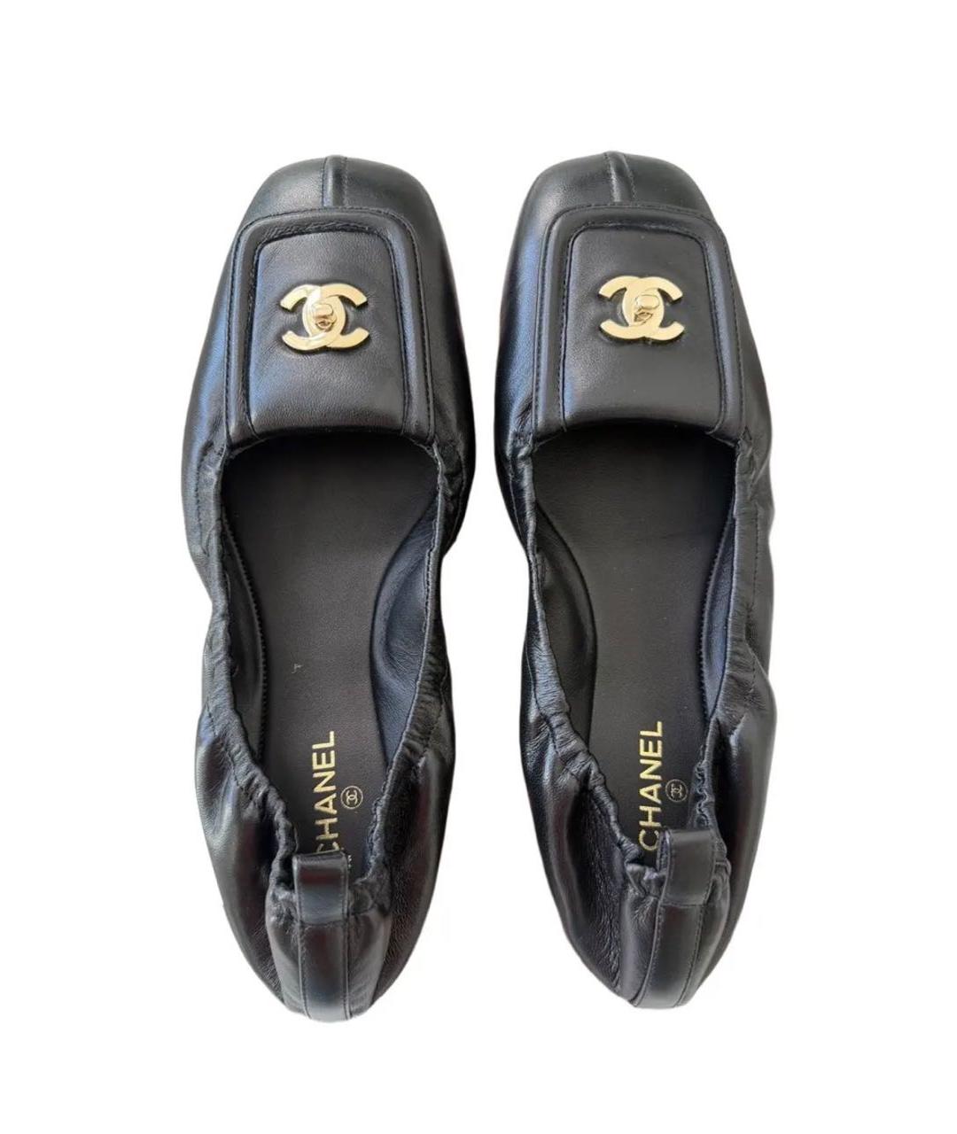 CHANEL Черные кожаные балетки, фото 2