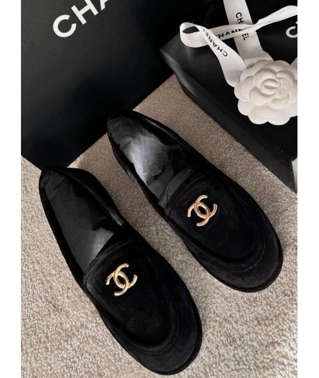 CHANEL Черные замшевые лоферы, фото 2
