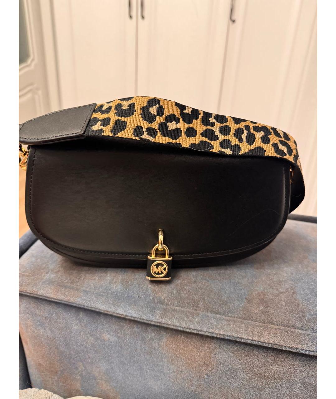 MICHAEL KORS Черная кожаная сумка через плечо, фото 4