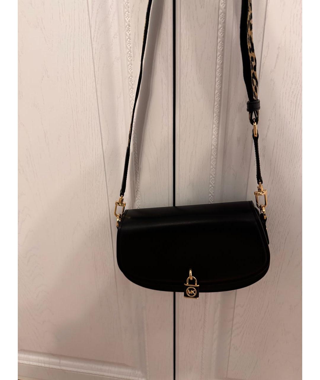 MICHAEL KORS Черная кожаная сумка через плечо, фото 2