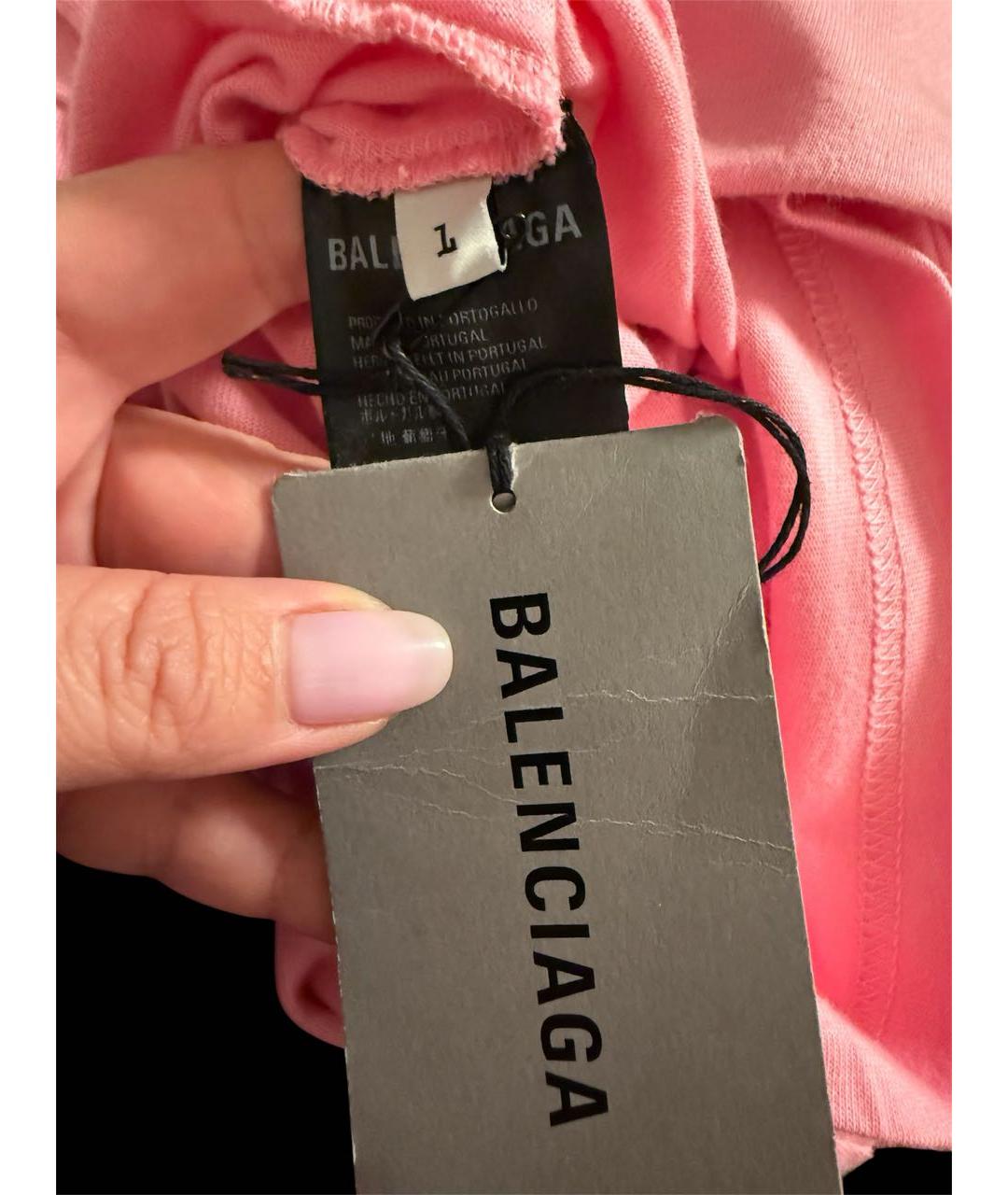 BALENCIAGA Розовая хлопковая футболка, фото 3