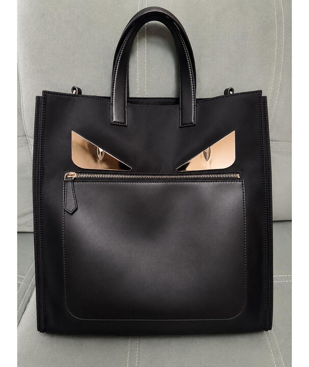 FENDI Черная нейлоновая сумка тоут, фото 6