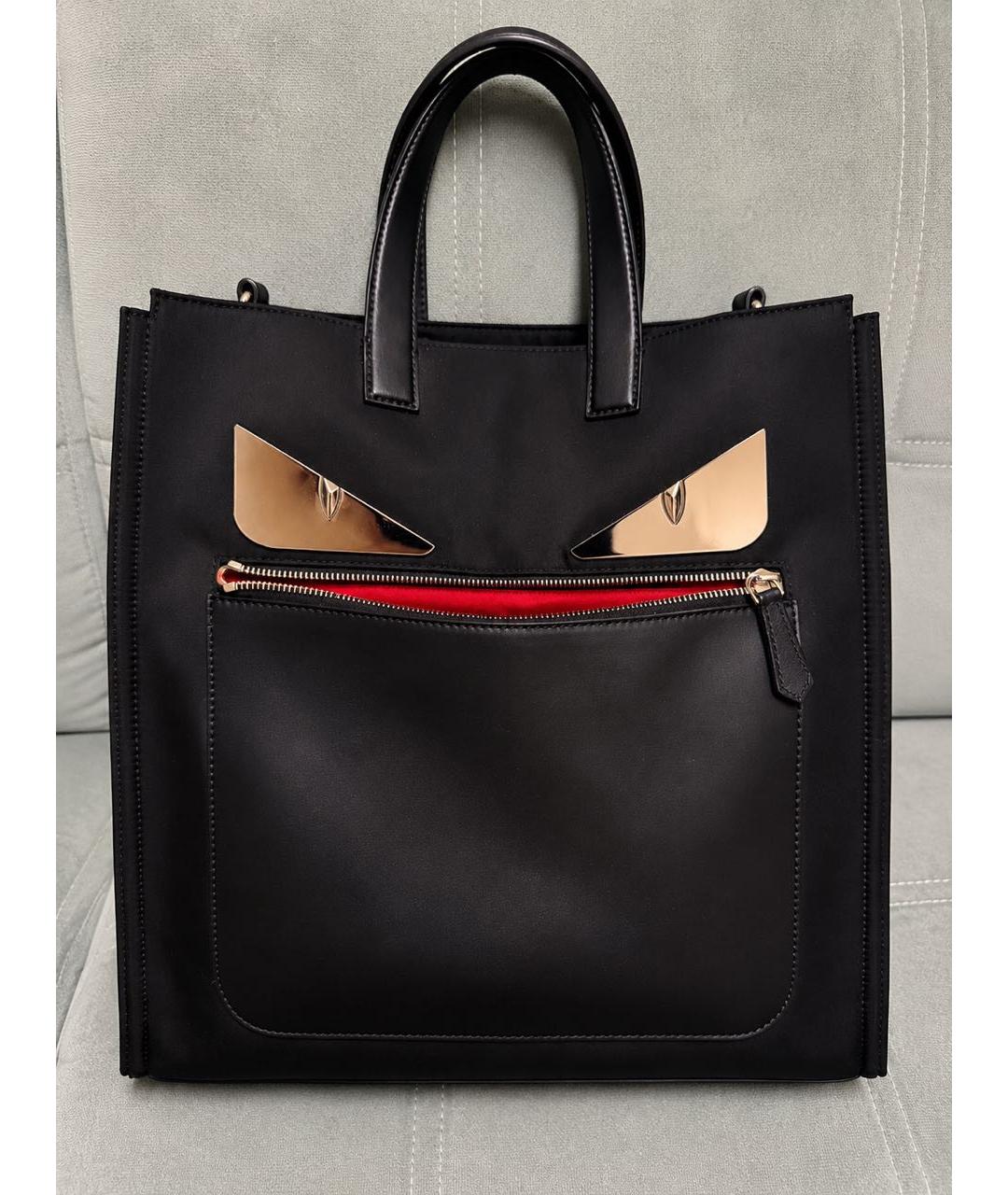 FENDI Черная нейлоновая сумка тоут, фото 3
