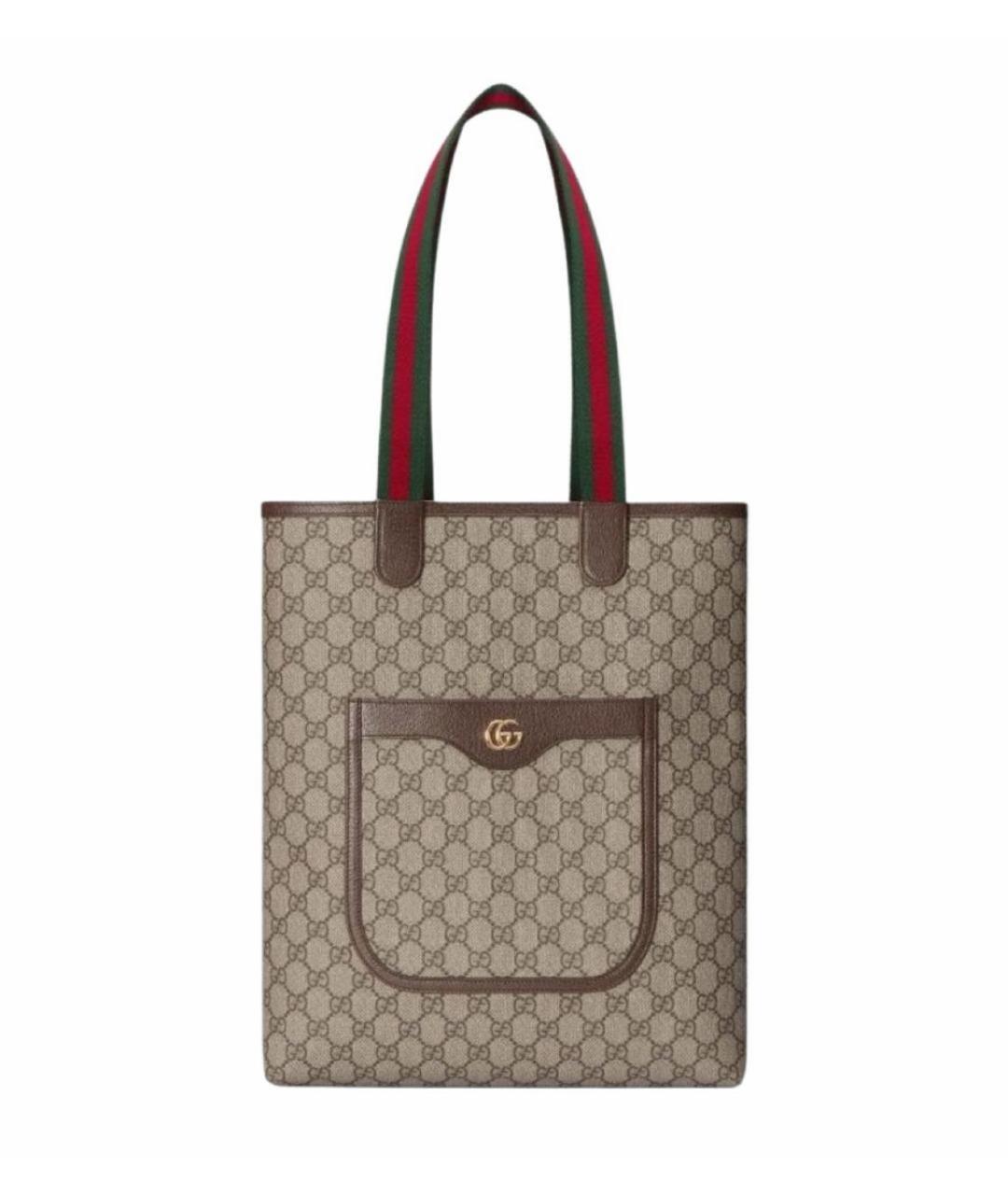 GUCCI Коричневая кожаная сумка тоут, фото 6