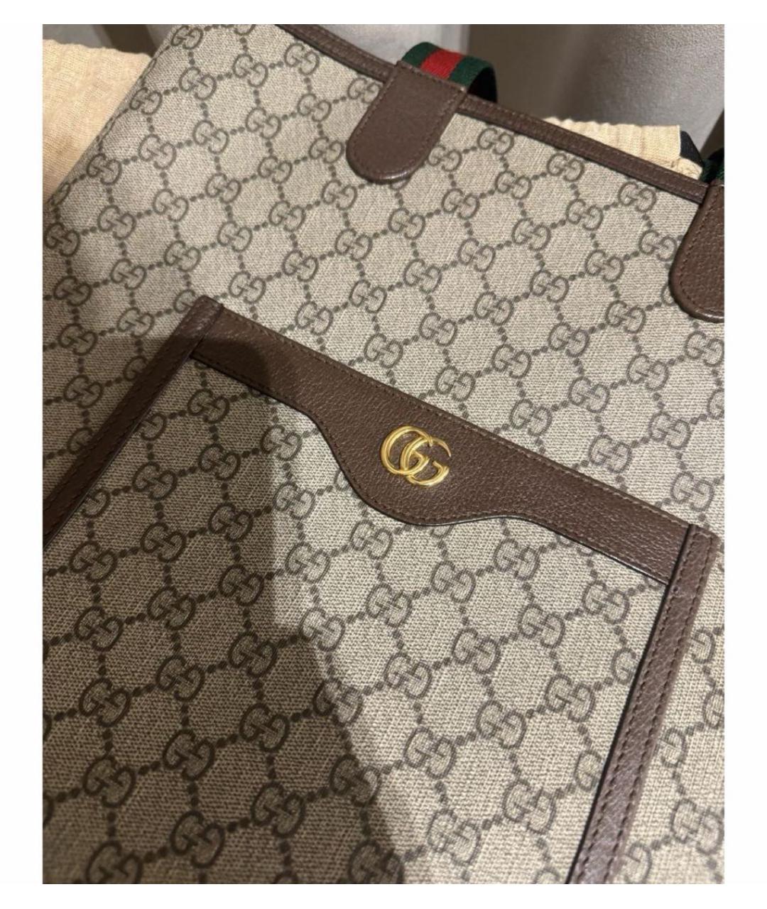 GUCCI Коричневая кожаная сумка тоут, фото 2