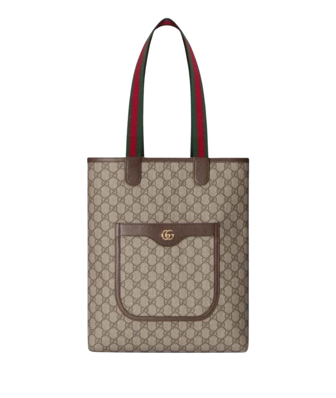 GUCCI Коричневая кожаная сумка тоут, фото 1