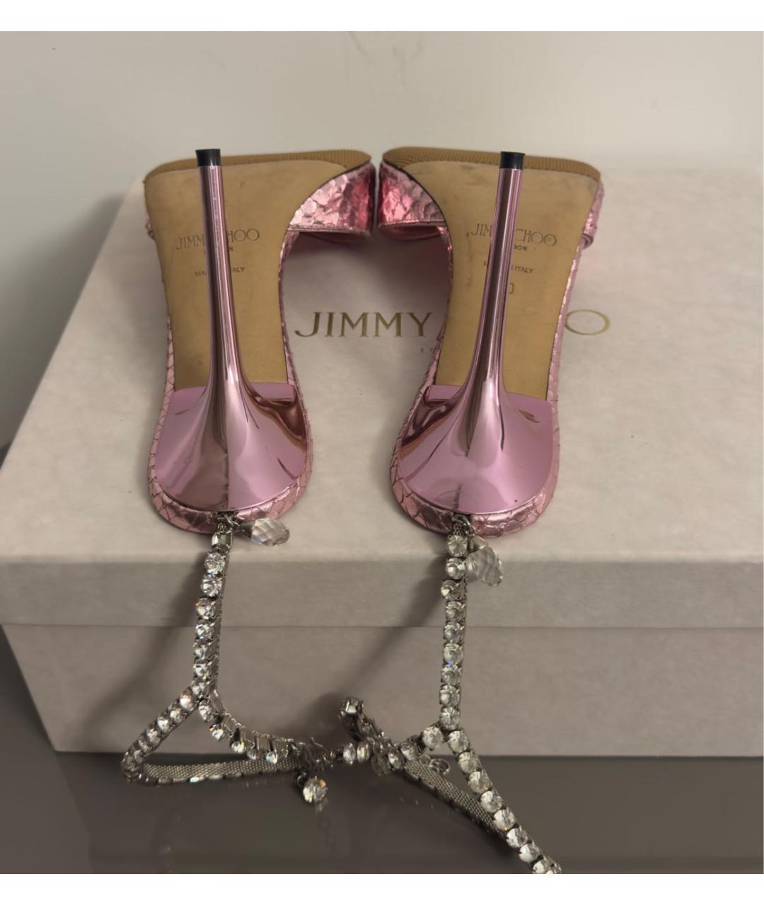 JIMMY CHOO Розовые босоножки из экзотической кожи, фото 5