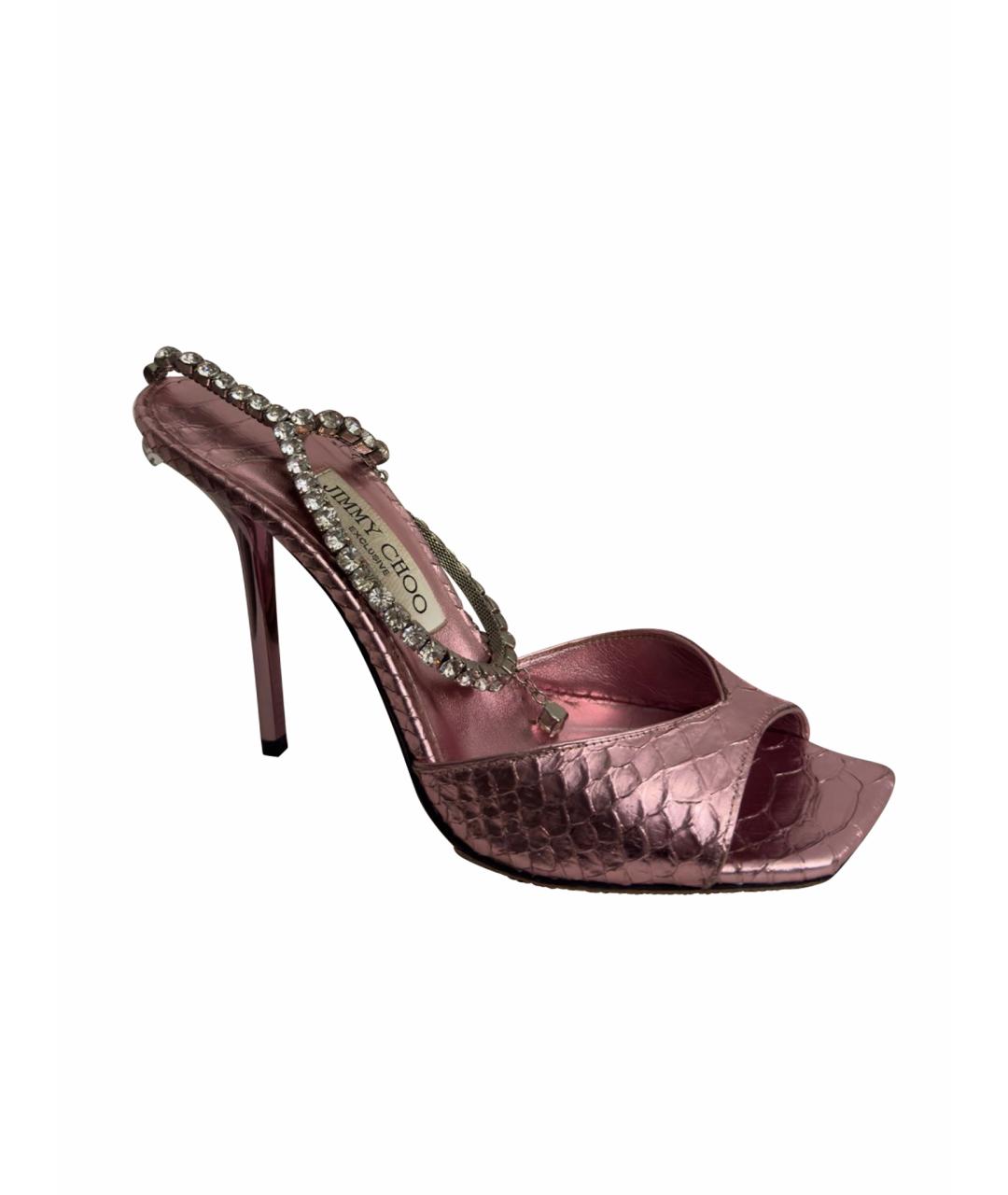 JIMMY CHOO Розовые босоножки из экзотической кожи, фото 1