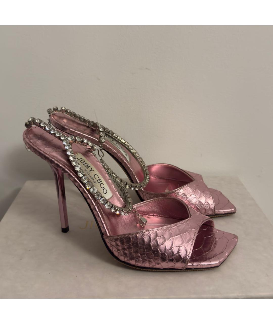 JIMMY CHOO Розовые босоножки из экзотической кожи, фото 2