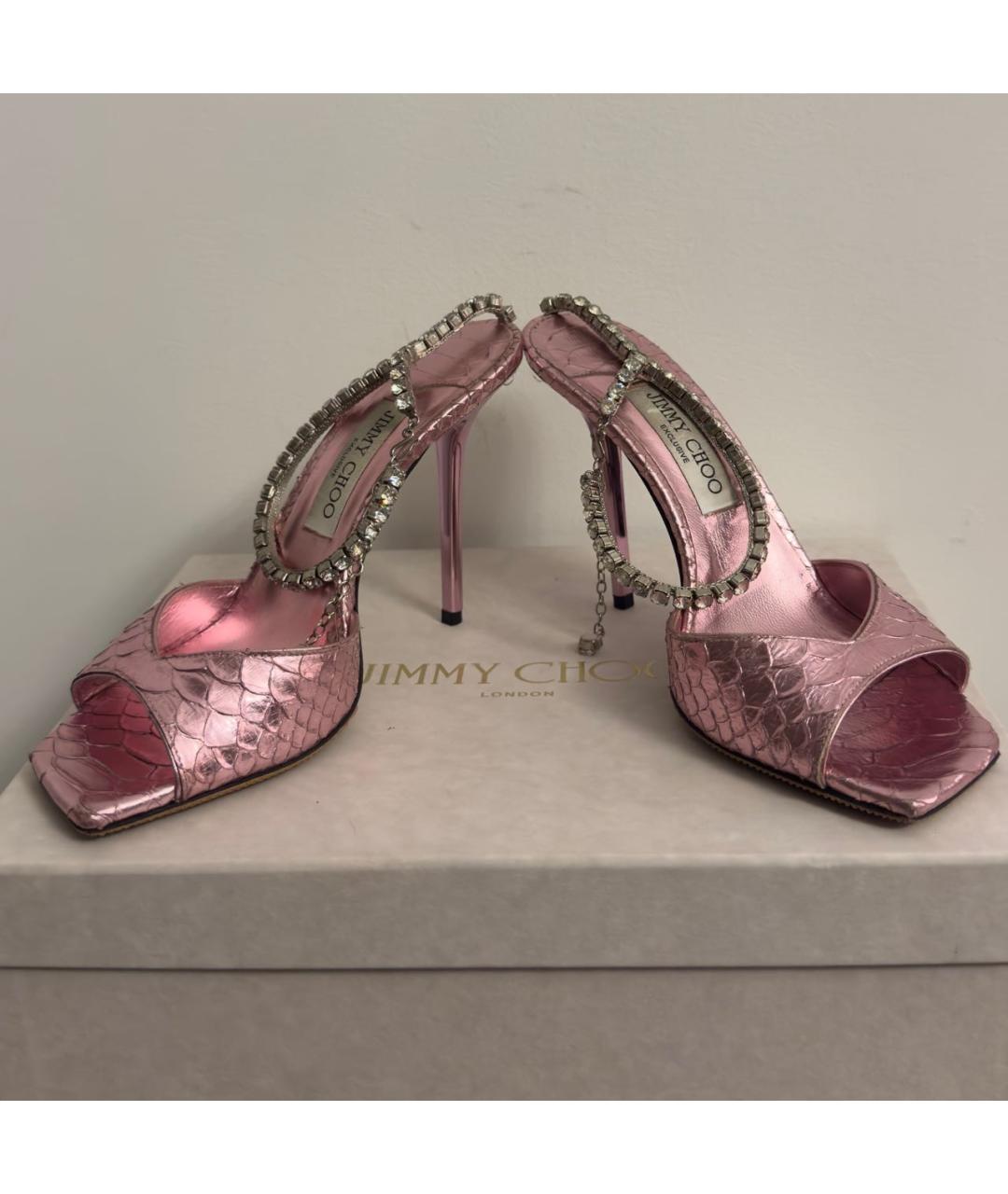 JIMMY CHOO Розовые босоножки из экзотической кожи, фото 6