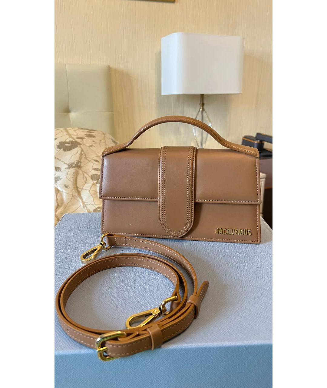 JACQUEMUS Коричневая кожаная сумка с короткими ручками, фото 2