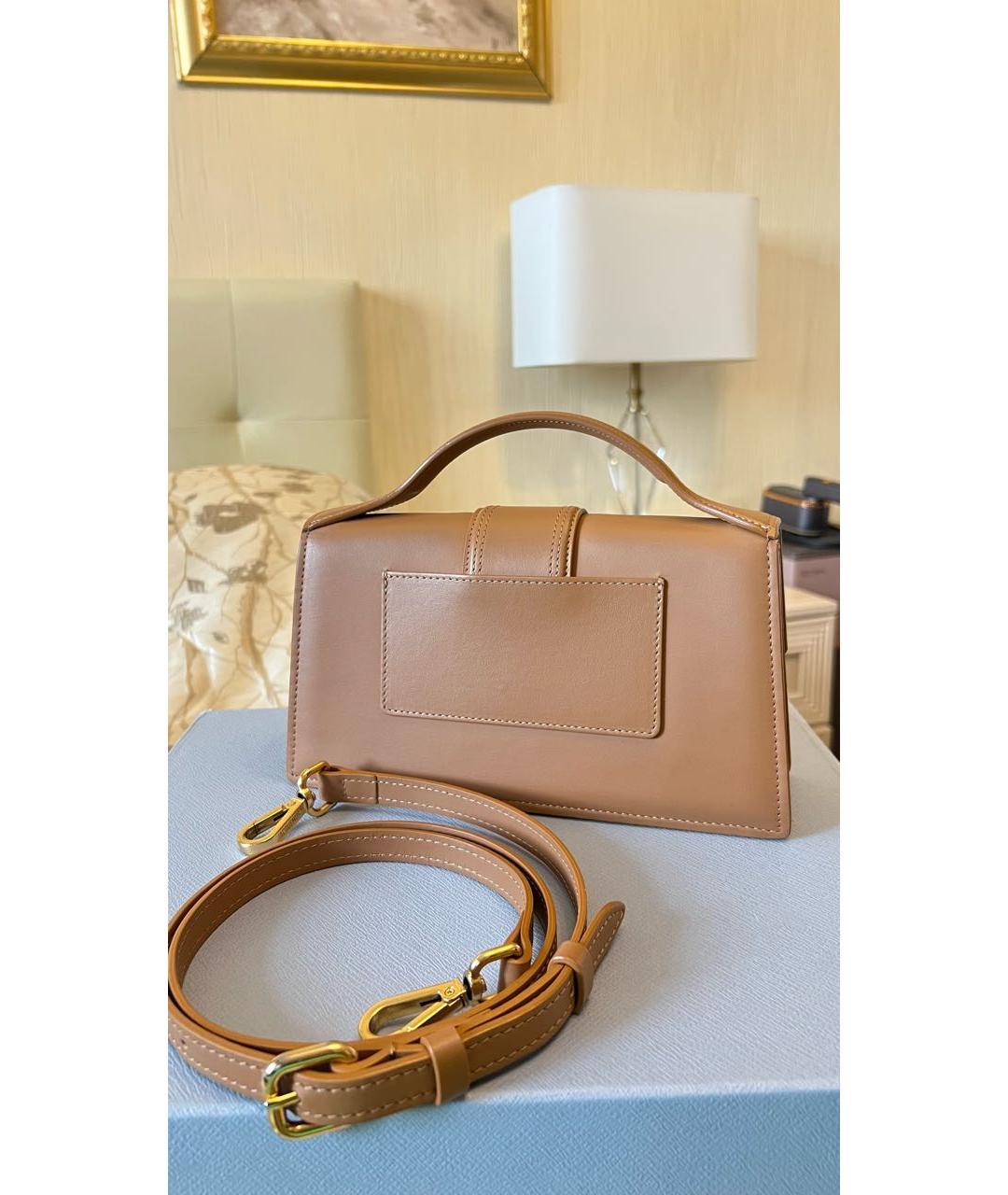 JACQUEMUS Коричневая кожаная сумка с короткими ручками, фото 3