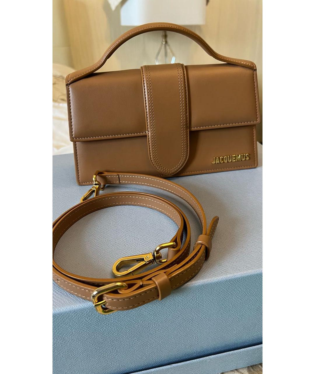 JACQUEMUS Коричневая кожаная сумка с короткими ручками, фото 5
