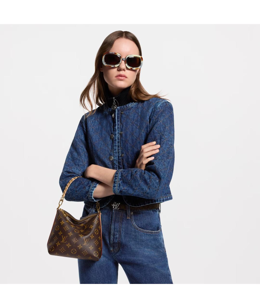 LOUIS VUITTON Коричневая сумка с короткими ручками из канвы, фото 5