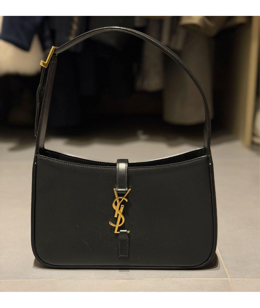 SAINT LAURENT Черная кожаная сумка с короткими ручками, фото 6