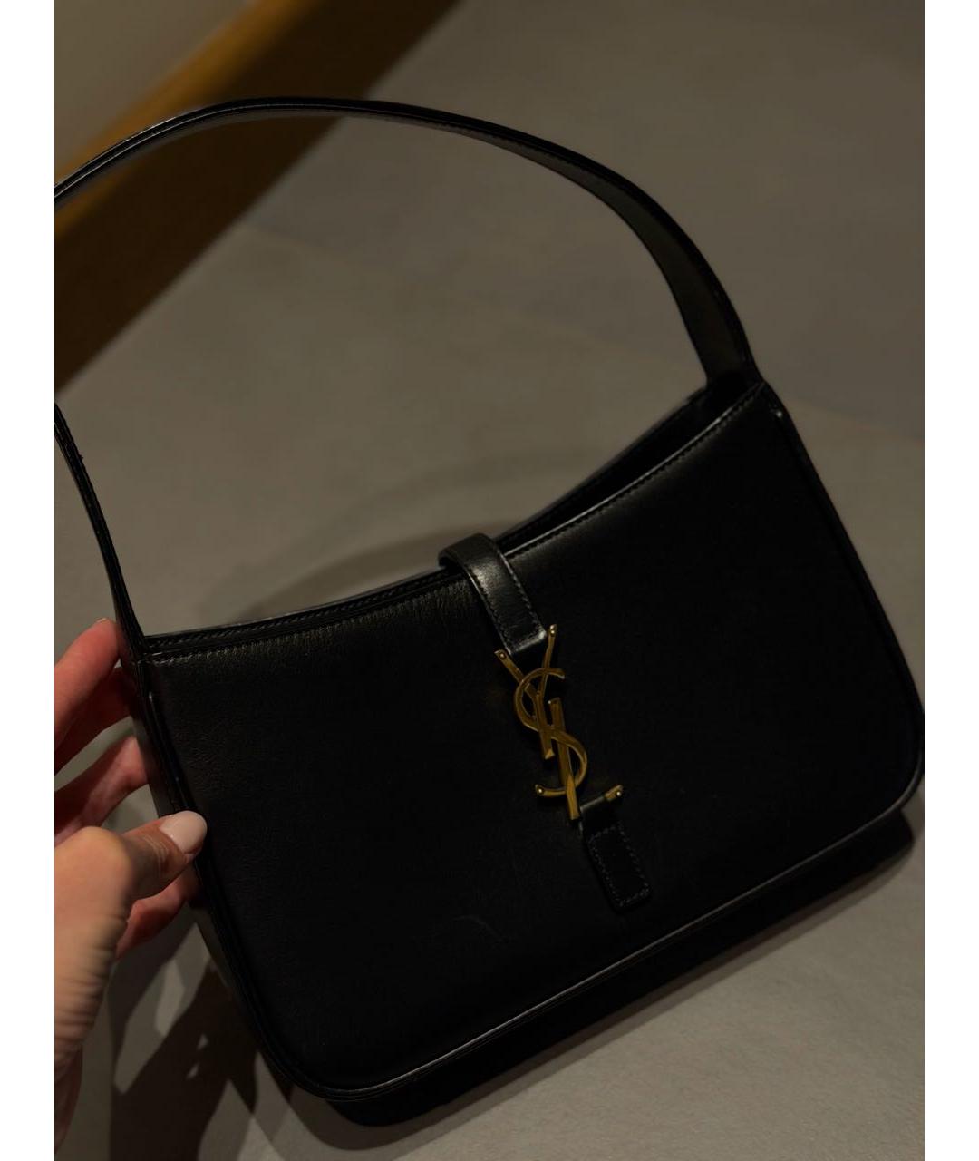 SAINT LAURENT Черная кожаная сумка с короткими ручками, фото 5