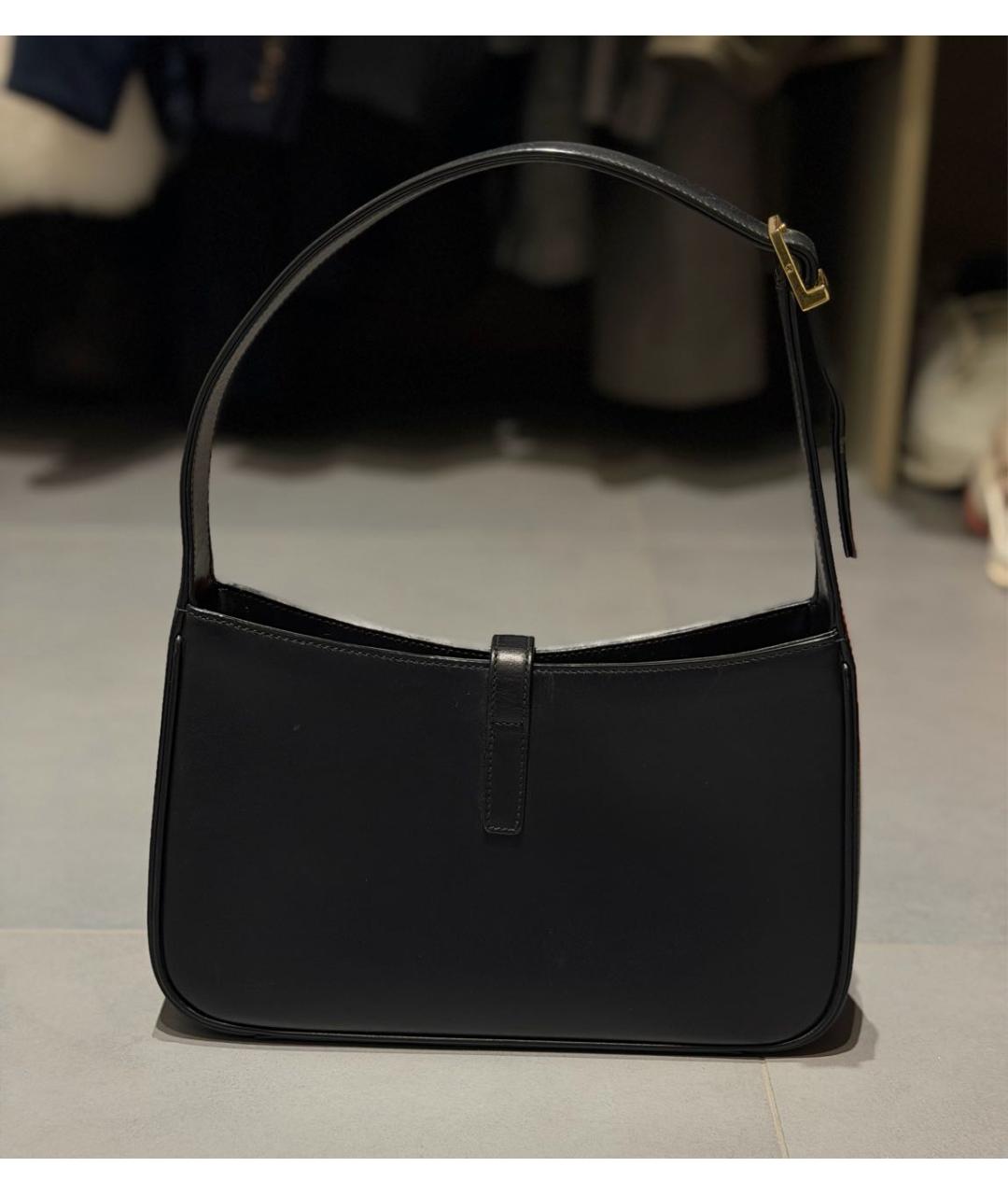 SAINT LAURENT Черная кожаная сумка с короткими ручками, фото 3