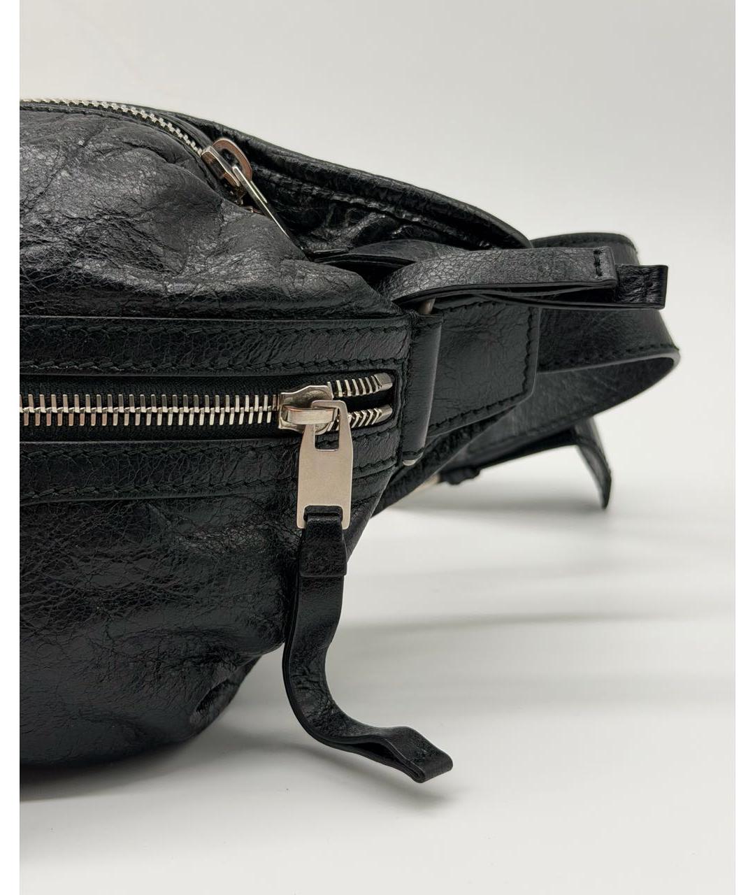 BALENCIAGA Черная кожаная поясная сумка, фото 4