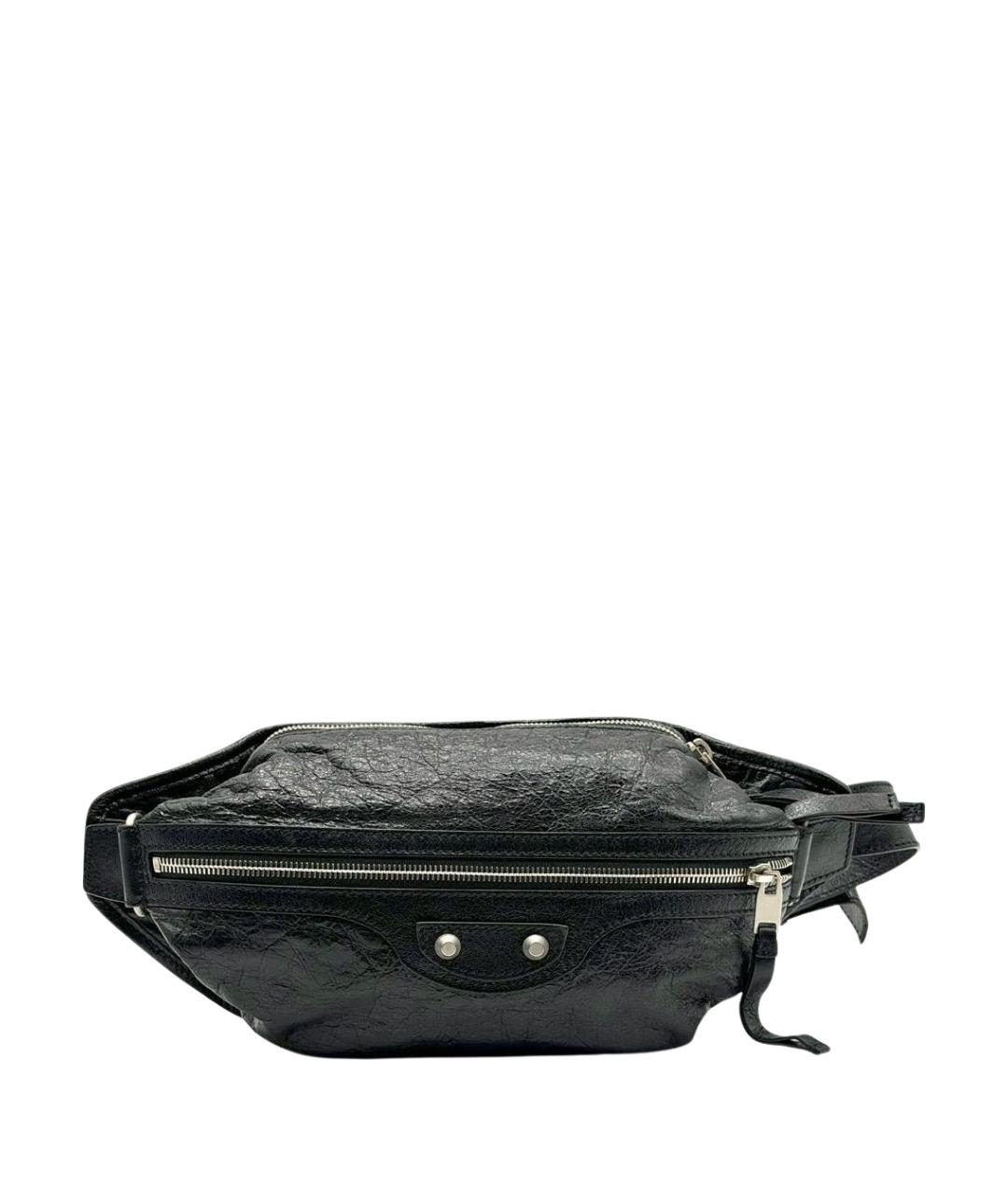 BALENCIAGA Черная кожаная поясная сумка, фото 1