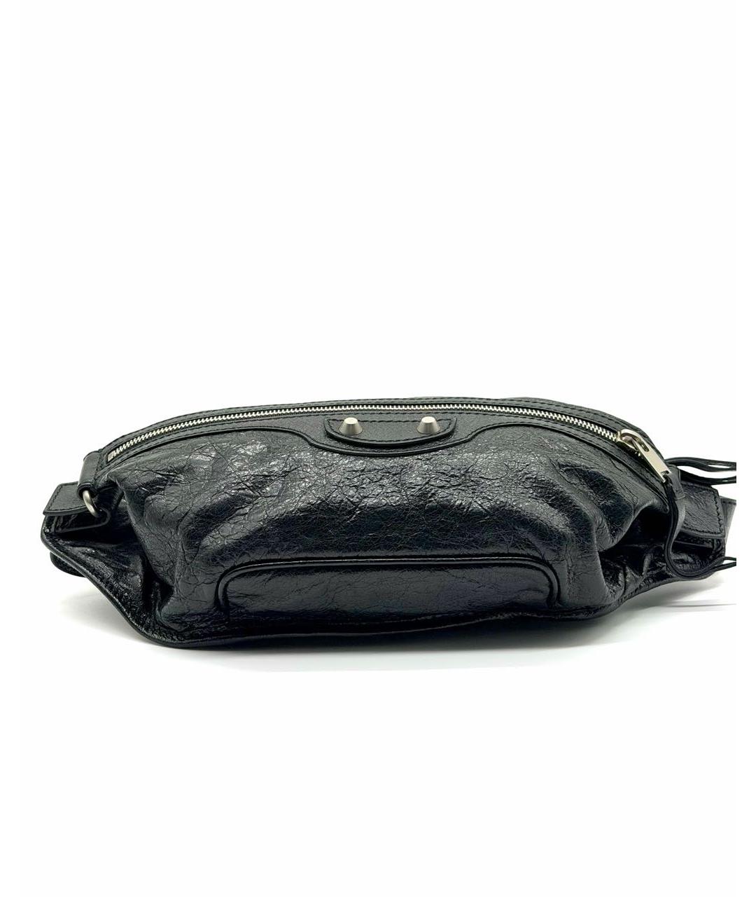 BALENCIAGA Черная кожаная поясная сумка, фото 5