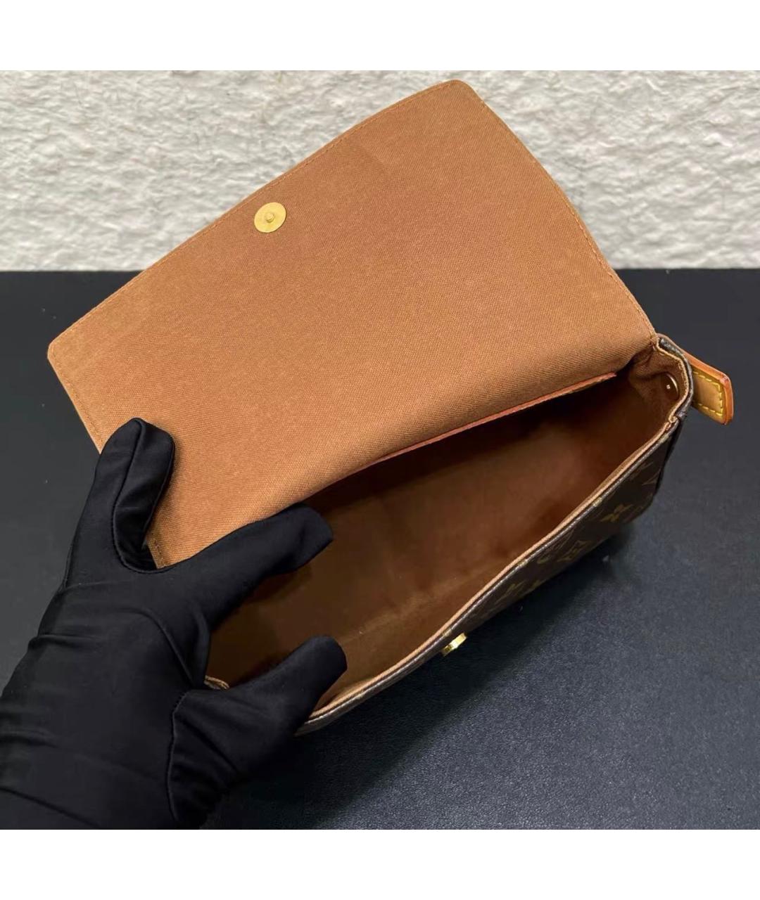 LOUIS VUITTON Коричневая сумка с короткими ручками из канвы, фото 7